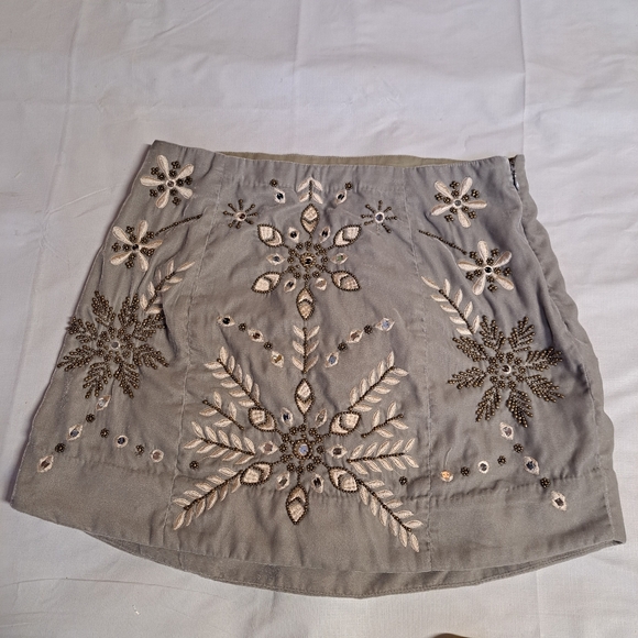 Free People Bright Lights Grey Velvet Beaded Mini Skirt - Picture 5 of 11